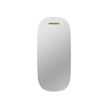 Sleek Oval Wall Mirror with Minimalist Design and Wooden Accent